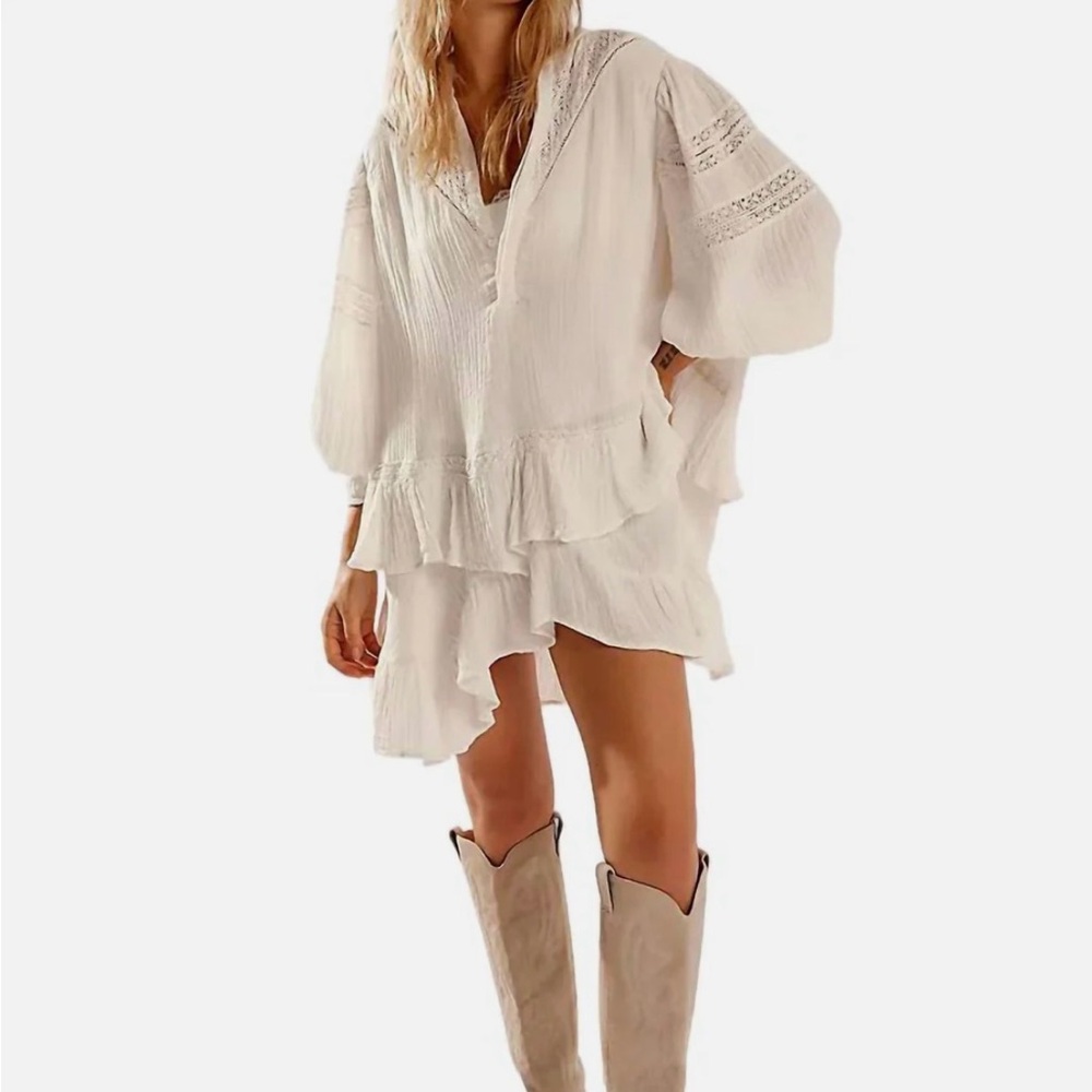 New With Tags Free People Sachi Mini Dress in Ivory Size XS Western Casual